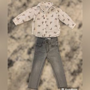 Set Old navy skinny jeans for boy 2T and 100% Cotton shirt 18-24 months